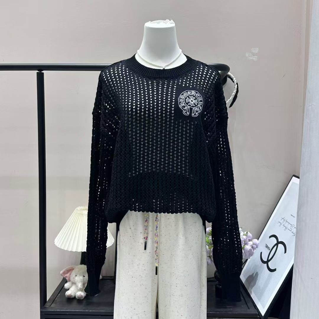 Chrome Hearts クロムハーツ 刺繍ロゴ 透かし編み 長袖ニット フリーサイズ - Detail image 3