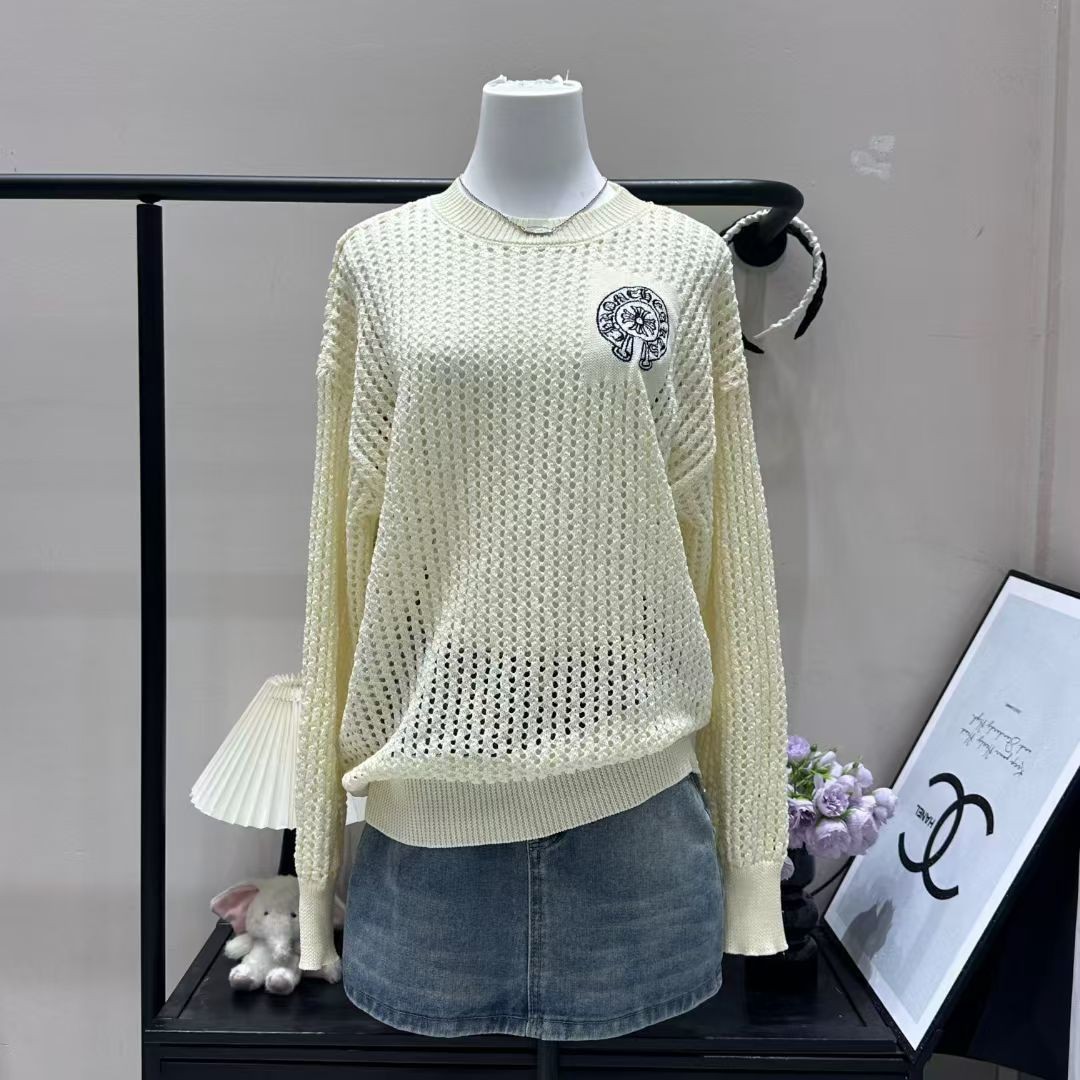 Chrome Hearts クロムハーツ 刺繍ロゴ 透かし編み 長袖ニット フリーサイズ - Detail image 2