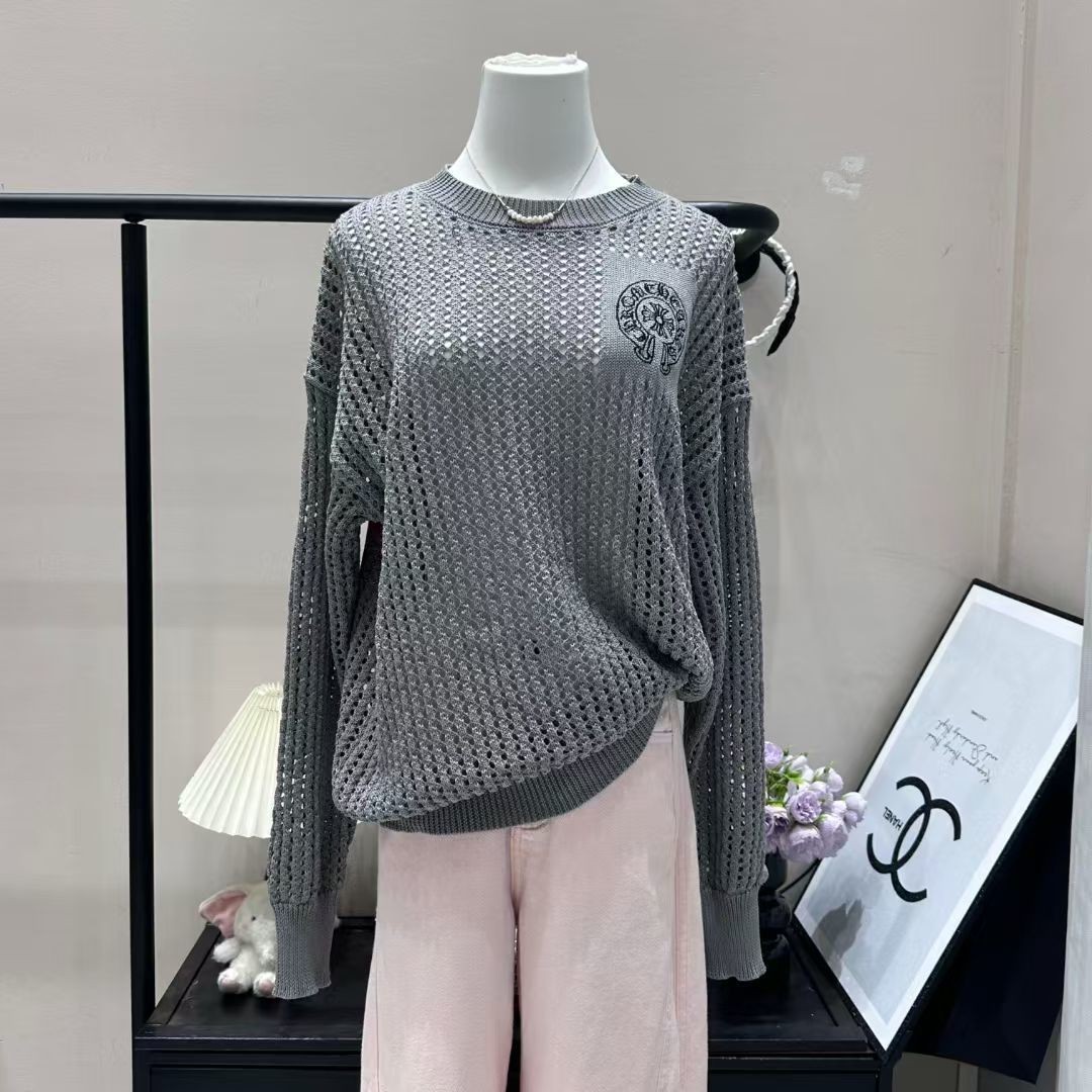 Chrome Hearts クロムハーツ 刺繍ロゴ 透かし編み 長袖ニット フリーサイズ - Detail image 4
