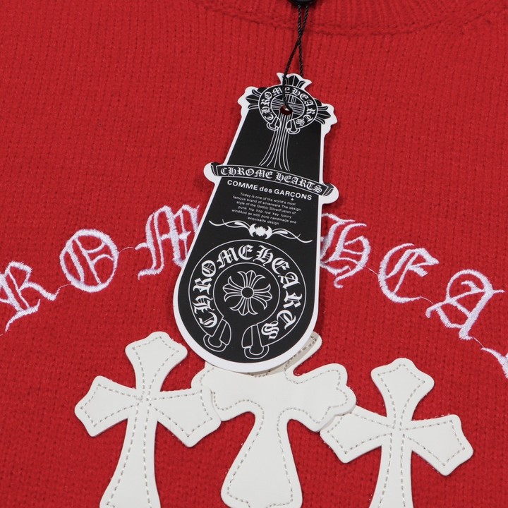 Chrome Hearts クロムハーツ 十字架レザー五金刺繍 クルーネックセーター - Detail image 8