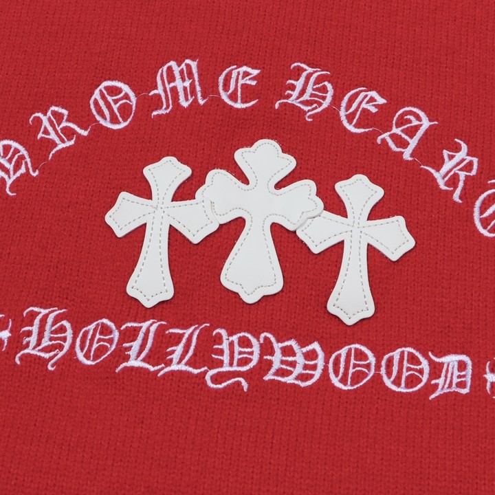 Chrome Hearts クロムハーツ 十字架レザー五金刺繍 クルーネックセーター - Detail image 10