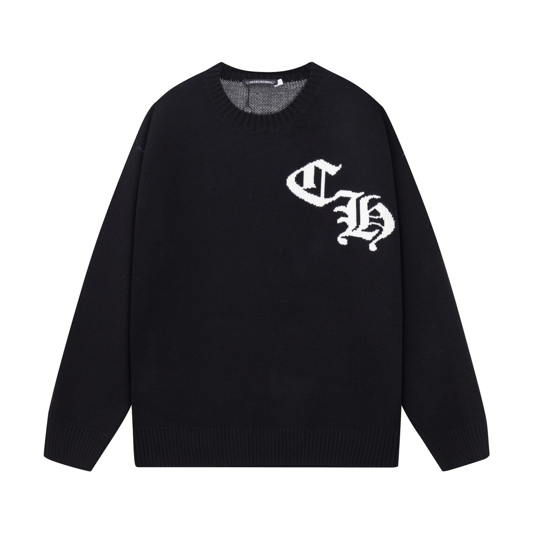 Chrome Hearts クロームハーツ クラシック ホースシュー デザイン 丸首 ウールセーター オレンジ/ブラック - Detail image 3