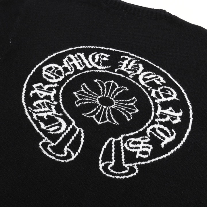 Chrome Hearts クロームハーツ クラシック ホースシュー デザイン 丸首 ウールセーター オレンジ/ブラック - Detail image 5