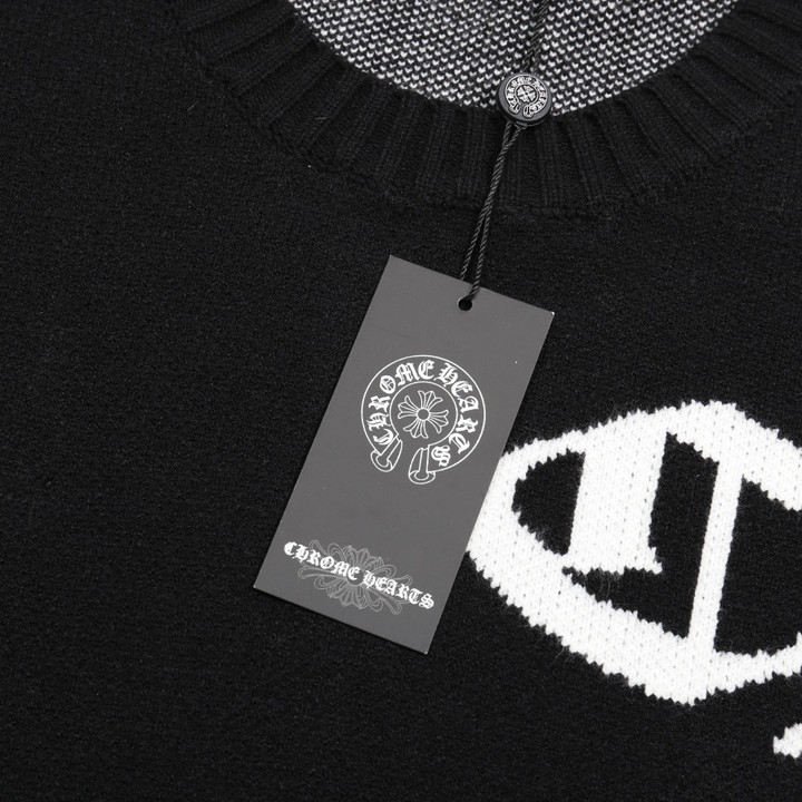 Chrome Hearts クロームハーツ クラシック ホースシュー デザイン 丸首 ウールセーター オレンジ/ブラック - Detail image 8